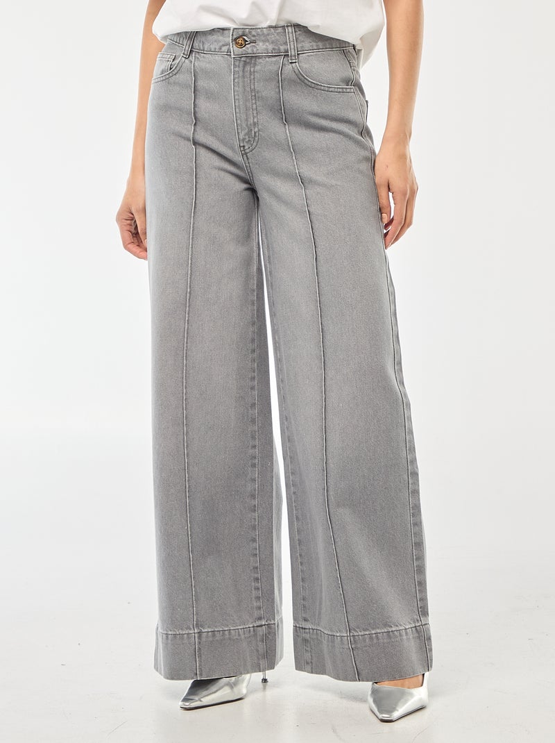 Jean coupe wide leg à 5 poches Gris - Kiabi