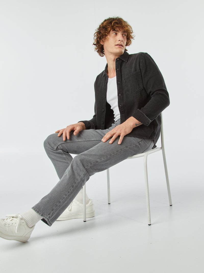 Jean droit à 5 poches - L30 Gris - Kiabi