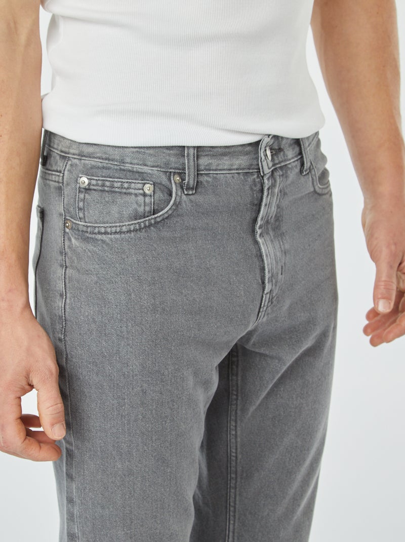 Jean droit à 5 poches - L30 Gris - Kiabi