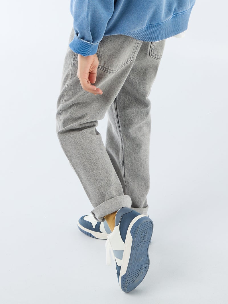 Jean droit à 5 poches Gris - Kiabi