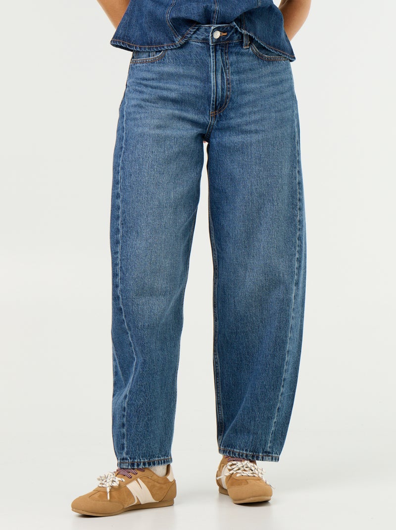 Jean large taille haute Bleu - Kiabi
