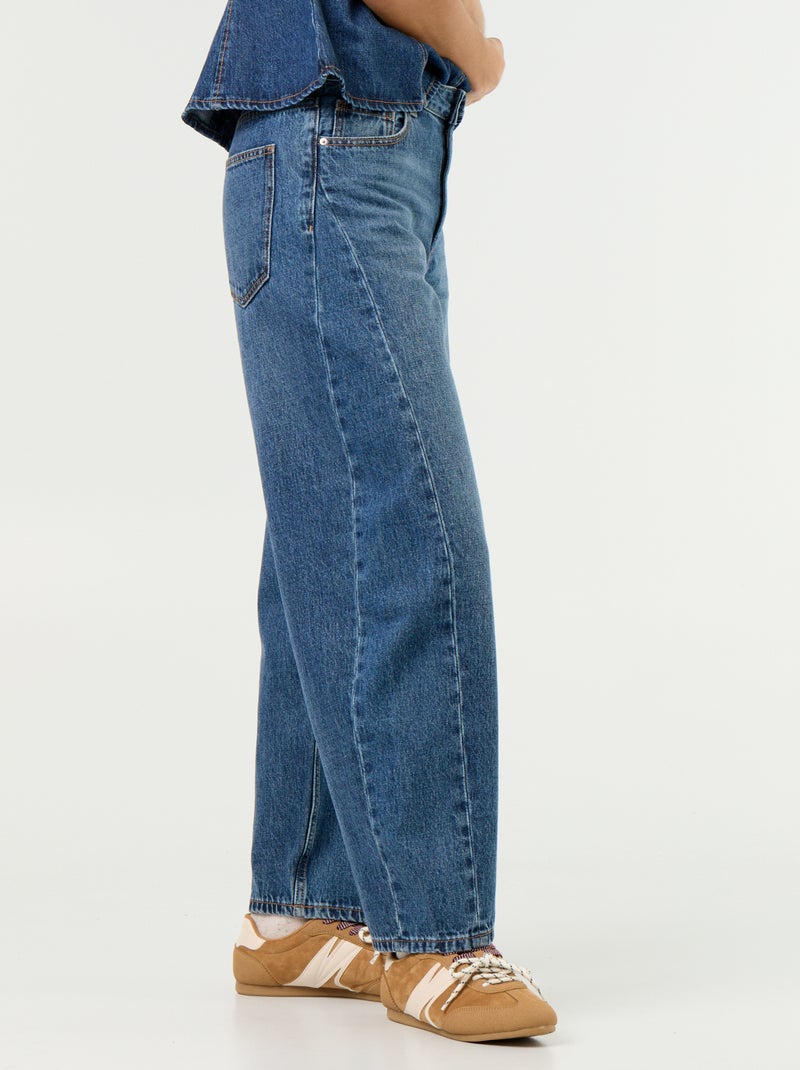 Jean large taille haute Bleu - Kiabi