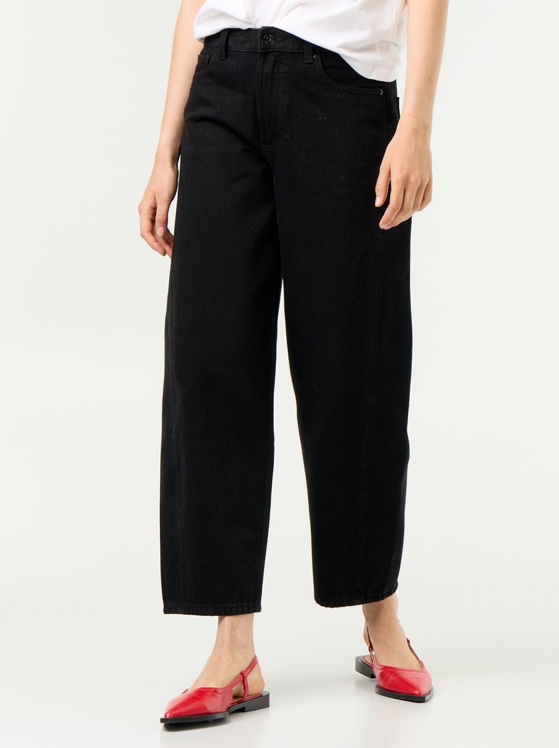 Jean large taille haute Noir - Kiabi
