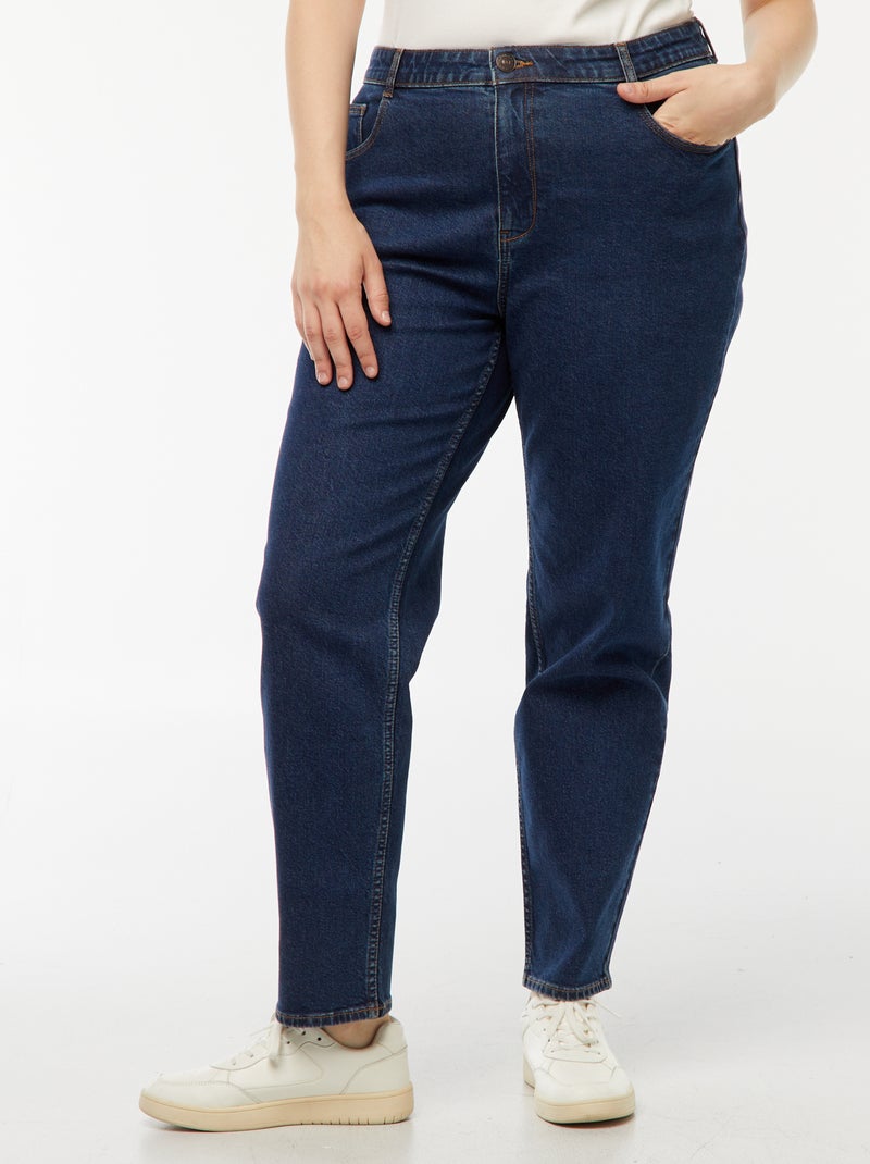 Jean mom taille haute - L34 Bleu - Kiabi