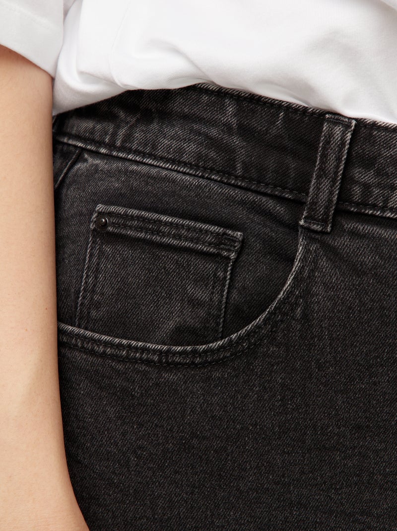 Jean mom taille haute - L34 Noir - Kiabi