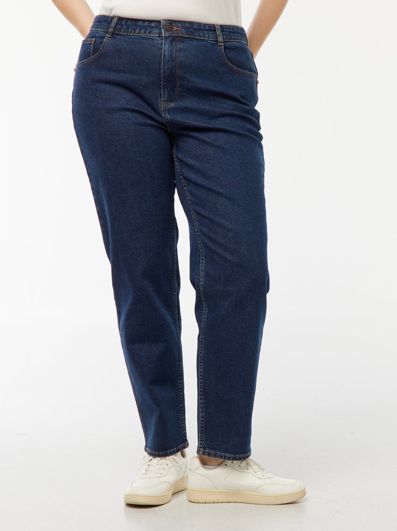 Jean mom taille haute 5 poches - L32 Bleu - Kiabi