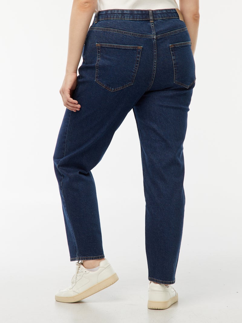 Jean mom taille haute 5 poches - L32 Bleu - Kiabi