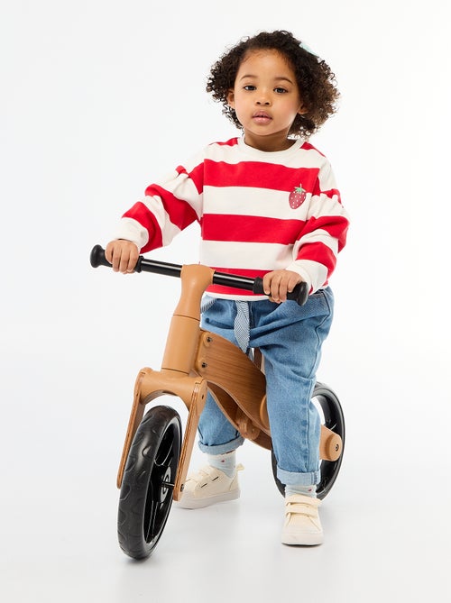 Jean paperbag + ceinture à motif - Kiabi