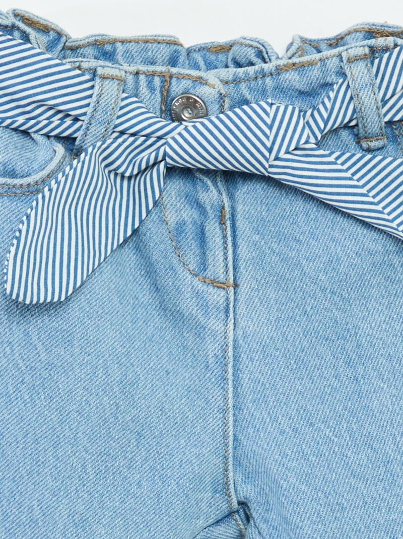 Jean paperbag + ceinture à motif Bleu - Kiabi