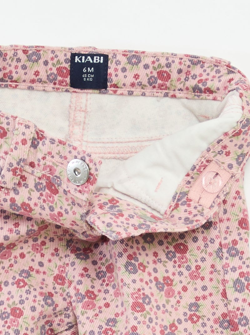 Jean slim à motif floral Violet - Kiabi