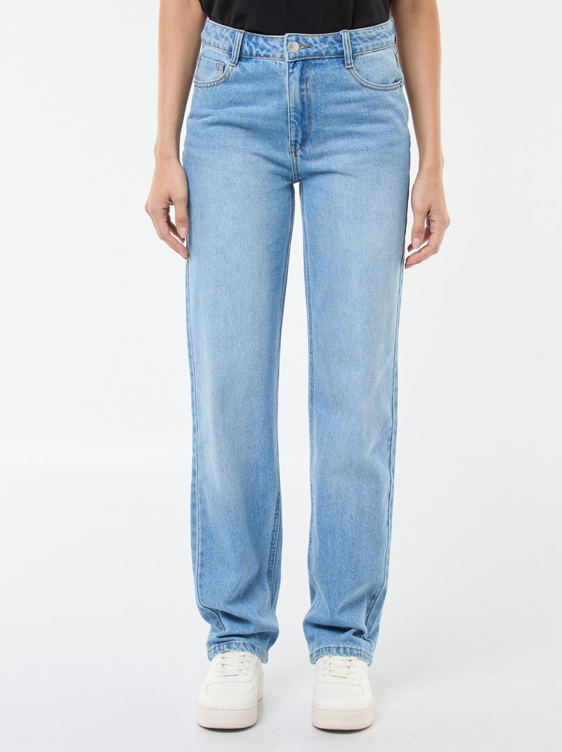 Jean straight / coupe droite à taille haute - L32 Bleu - Kiabi