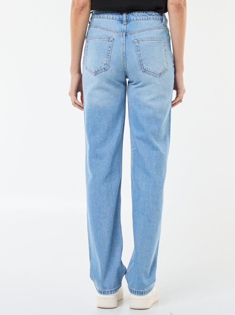 Jean straight / coupe droite à taille haute - L32 Bleu - Kiabi