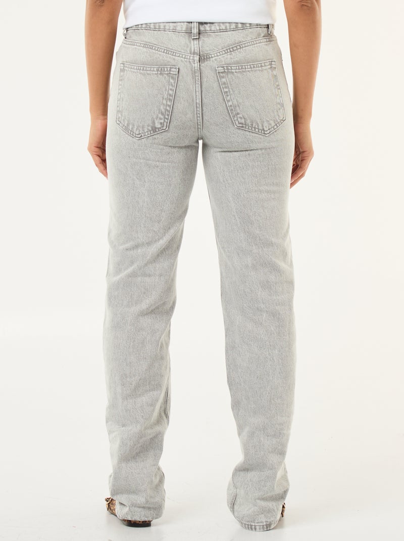Jean straight / coupe droite à taille haute - L32 Gris - Kiabi