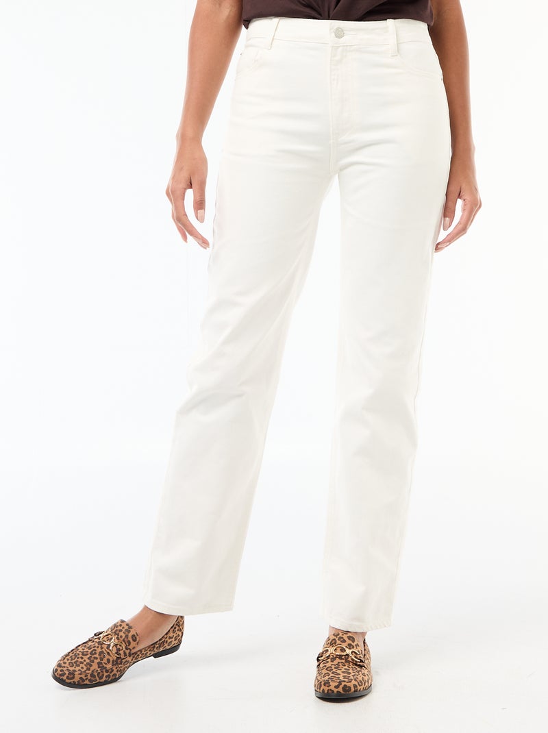 Jean straight denim en coton Blanc - Kiabi