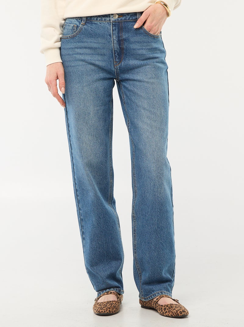 Jean straight denim en coton Bleu - Kiabi