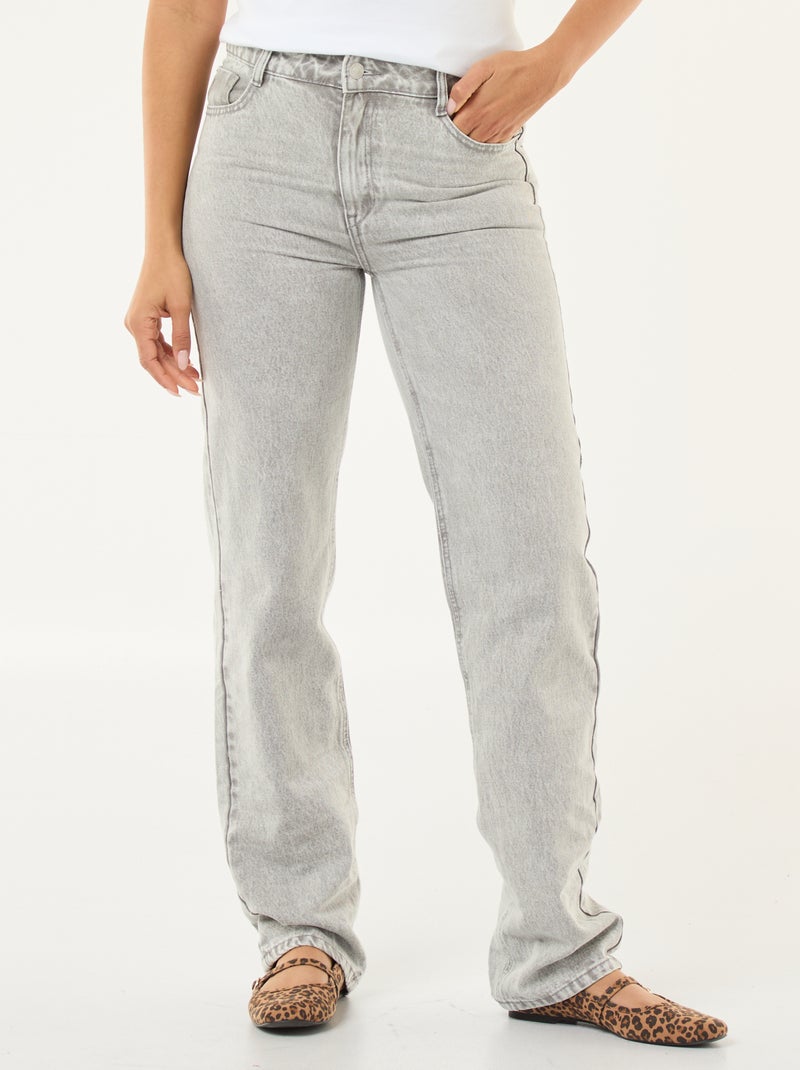 Jean straight denim en coton Gris - Kiabi