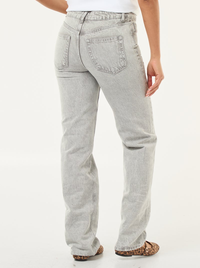 Jean straight denim en coton Gris - Kiabi