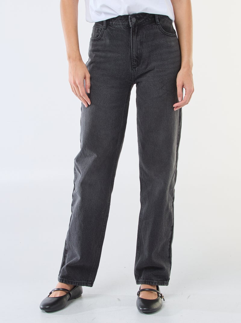 Jean straight denim en coton Noir - Kiabi