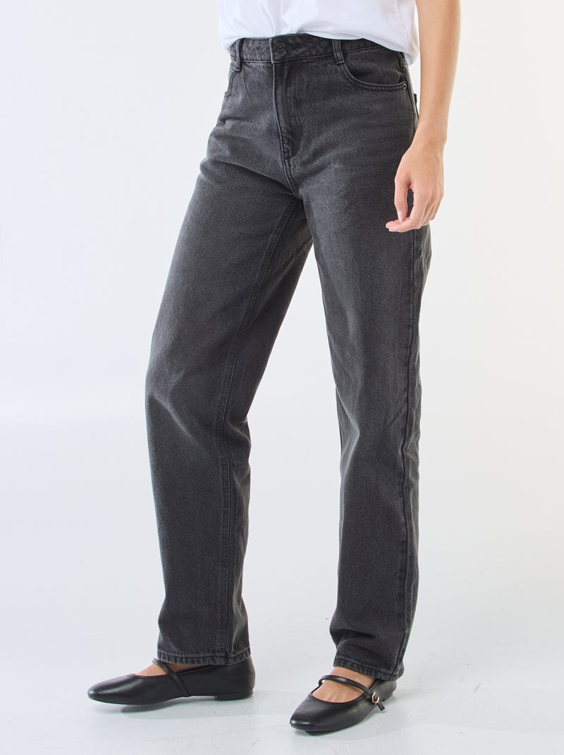 Jean straight denim en coton Noir - Kiabi