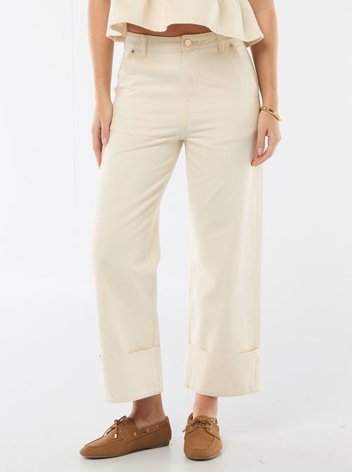 Jean taille haute avec revers en bas - Kiabi