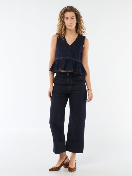 Jean taille haute avec revers en bas - Kiabi