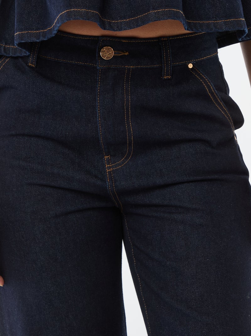 Jean taille haute avec revers en bas Bleu - Kiabi