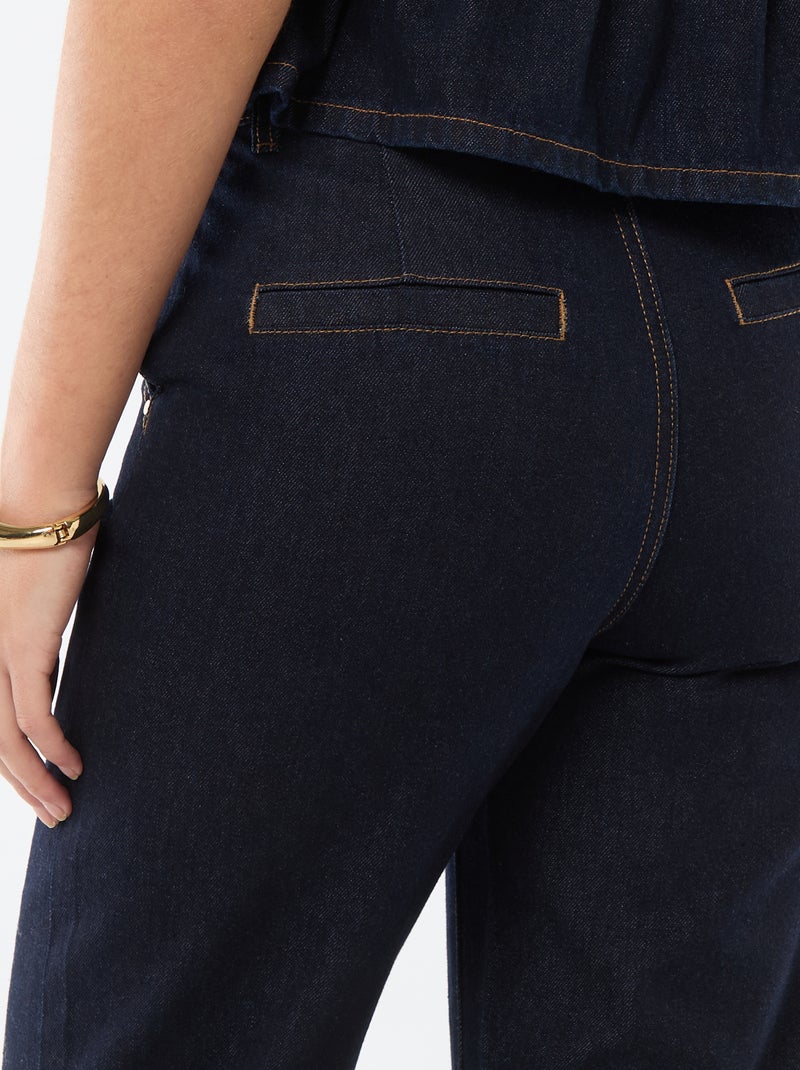 Jean taille haute avec revers en bas Bleu - Kiabi
