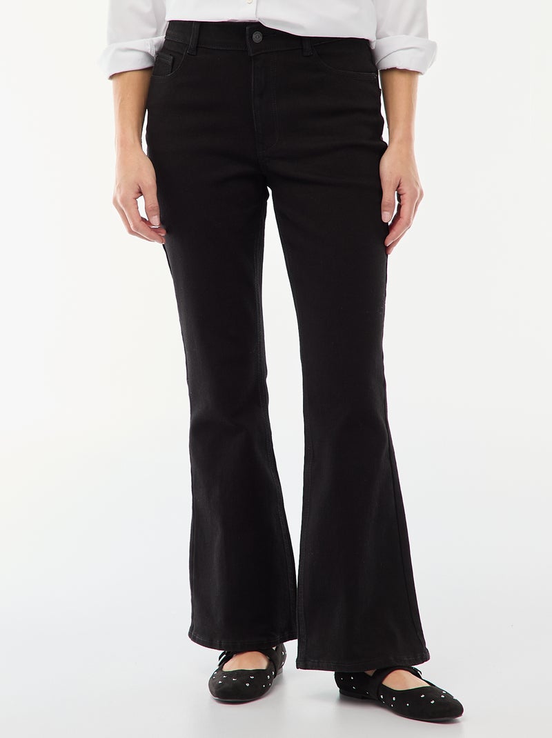 Jean taille haute coupe flare/bootcut  - L28 Noir - Kiabi
