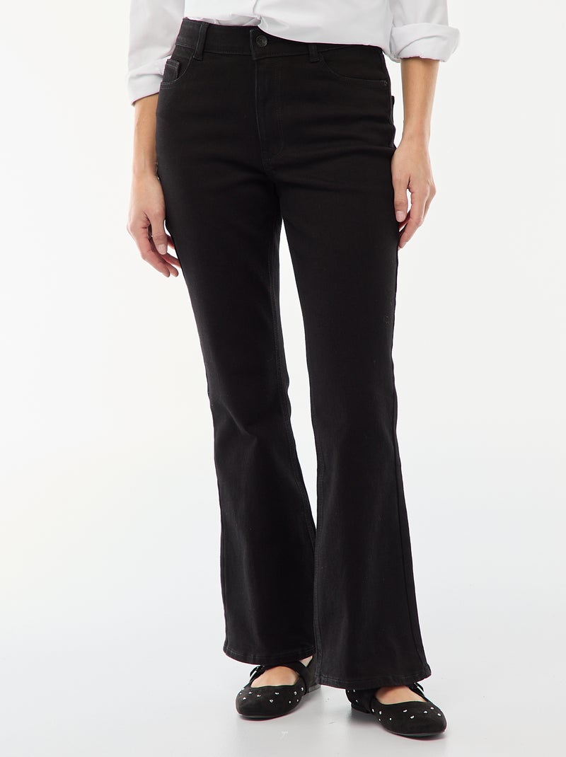 Jean taille haute coupe flare/bootcut - L32 Noir - Kiabi