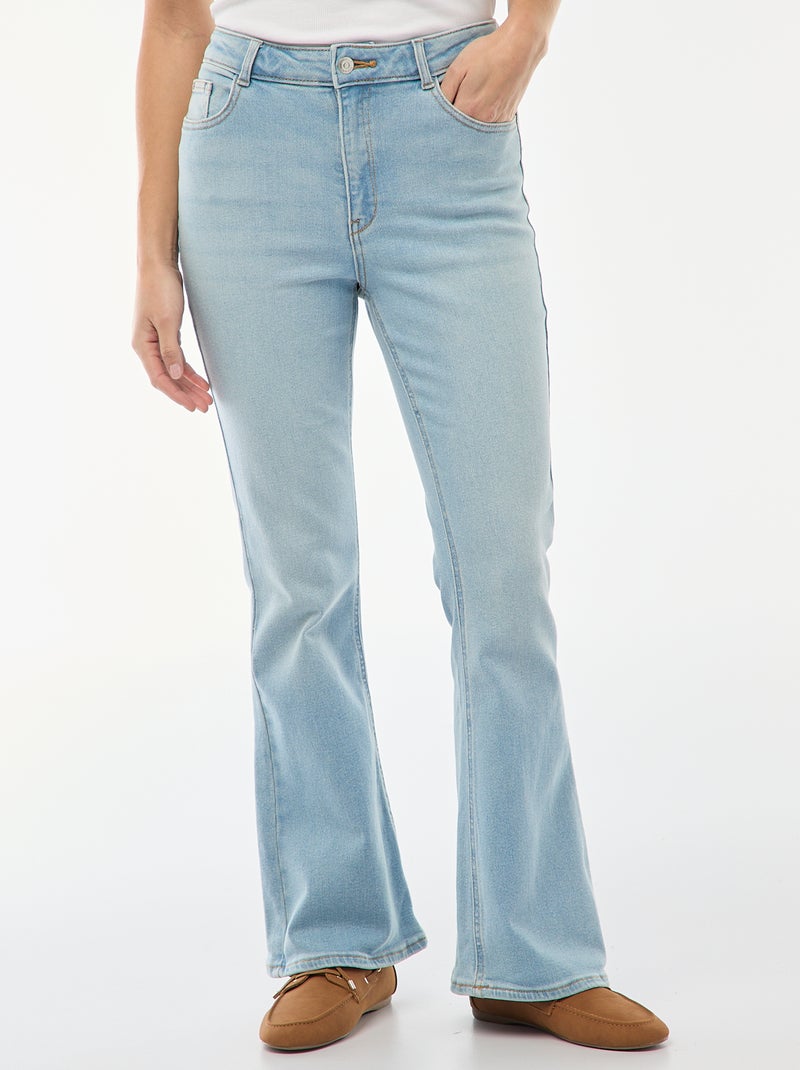 Jean taille haute coupe flare/bootcut - L34 Bleu - Kiabi