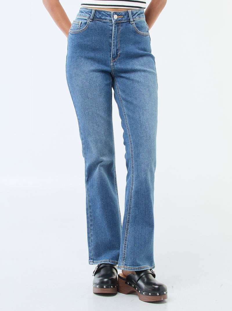 Jean taille haute coupe flare/bootcut - L34 Bleu - Kiabi