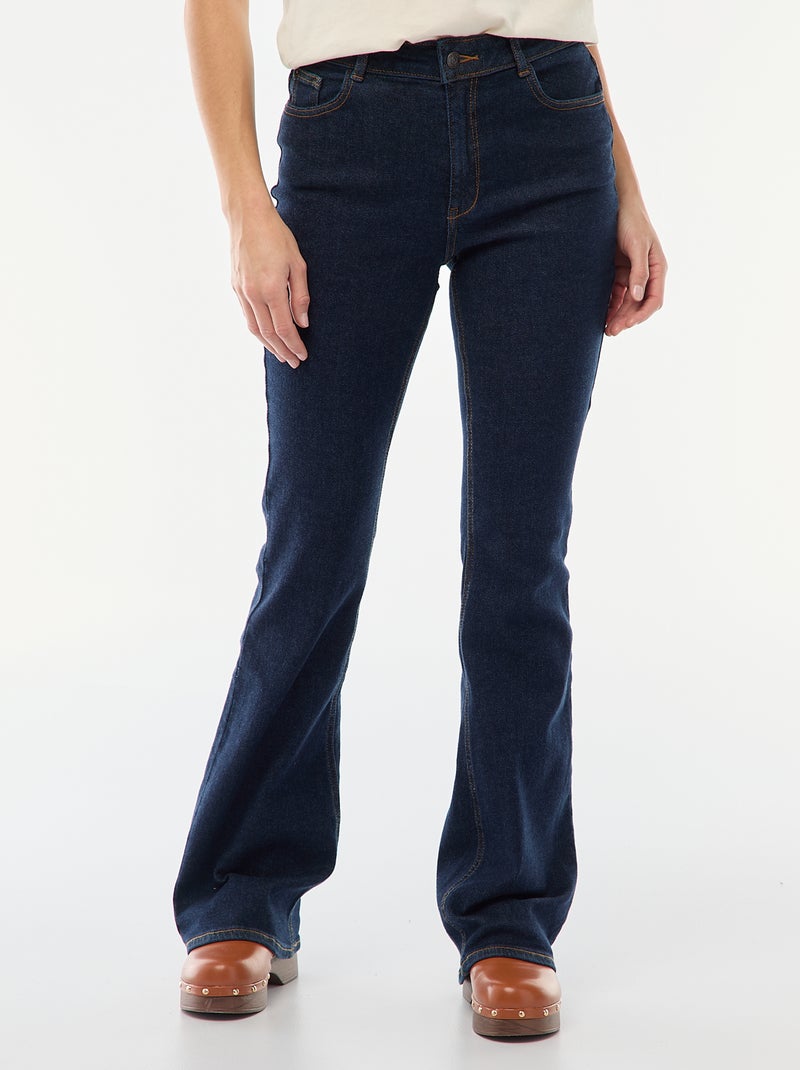 Jean taille haute coupe flare/bootcut - L34 Bleu - Kiabi
