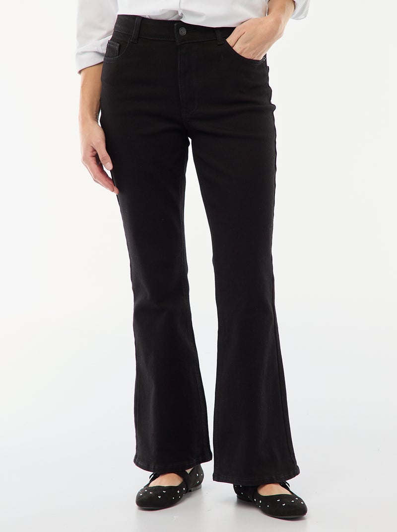 Jean taille haute coupe flare/bootcut - L34 Noir - Kiabi