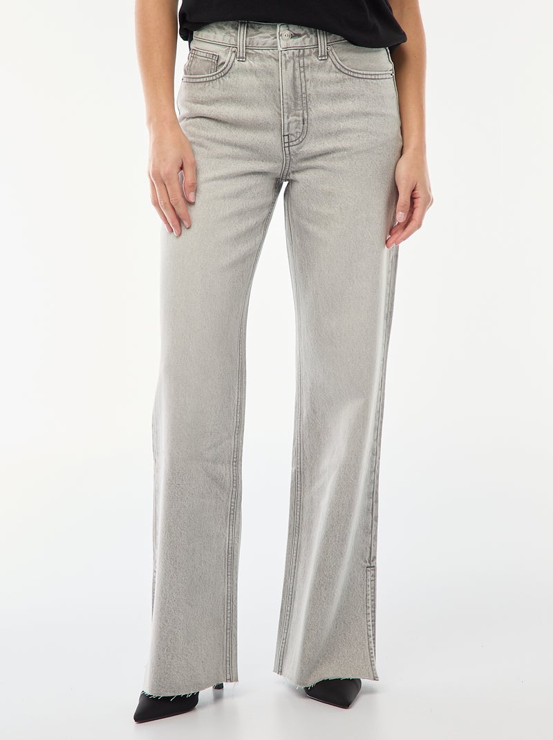 Jean taille haute coupe flare/bootcut Gris - Kiabi