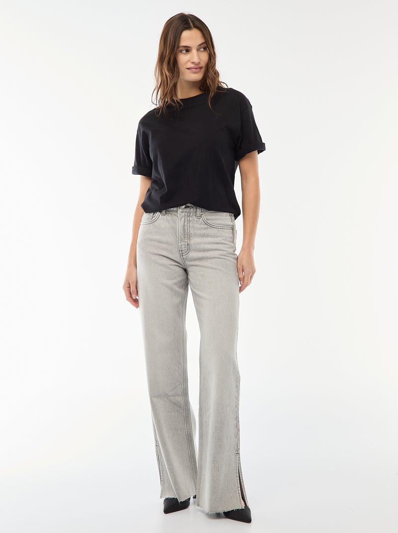 Jean taille haute coupe flare/bootcut Gris - Kiabi