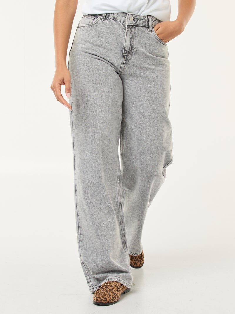 Jean wide leg - L34 Gris - Kiabi