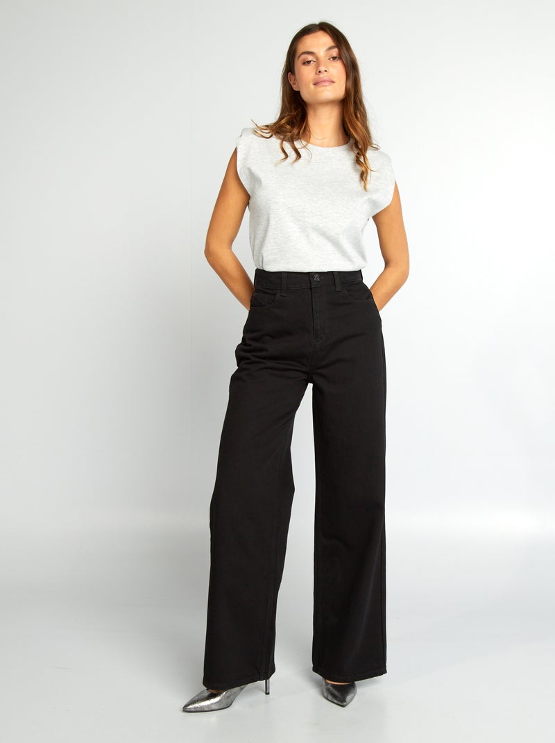 Jean wide leg - L34 Noir - Kiabi