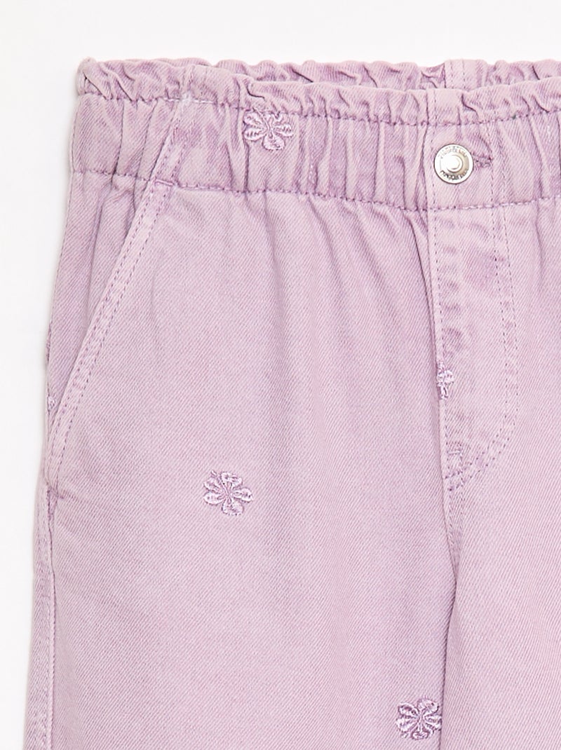 Jean wide leg à motif brodé Violet - Kiabi