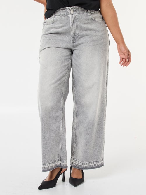 Jean wide leg avec bords à cru - Kiabi