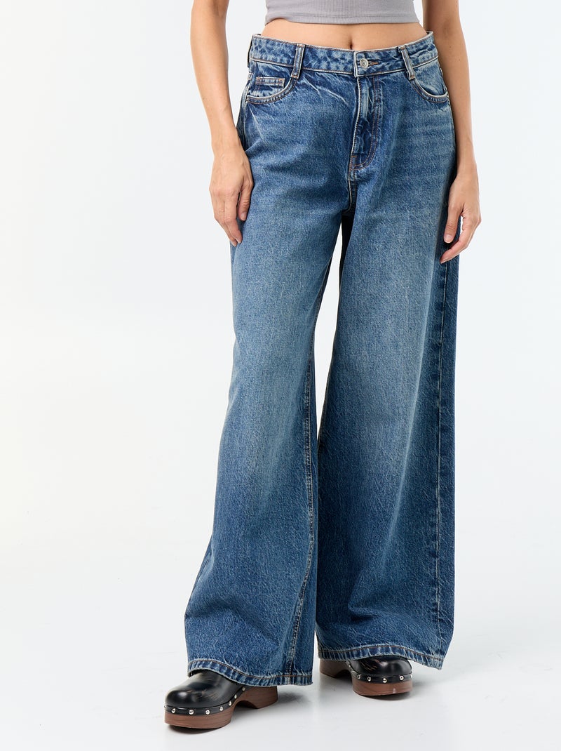 Jean wide leg / coupe large à motif Bleu - Kiabi