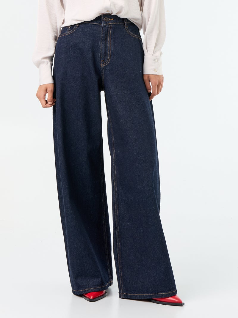Jean wide leg / coupe large à motif Bleu - Kiabi