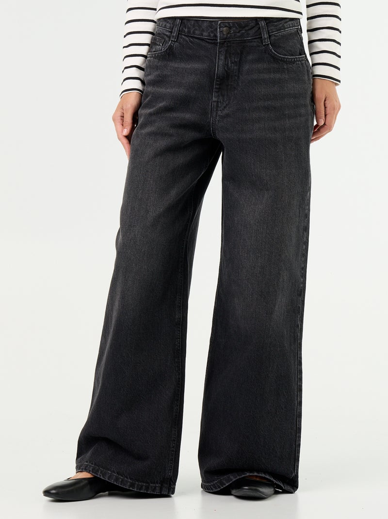 Jean wide leg / coupe large à motif Noir - Kiabi