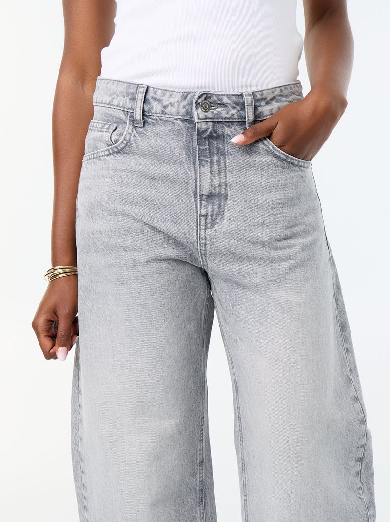 Jean wide leg / coupe large taille haute Gris - Kiabi
