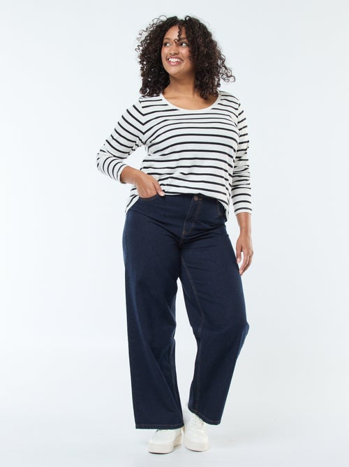 Jean wide leg fit / coupe large et taille élastique - Kiabi