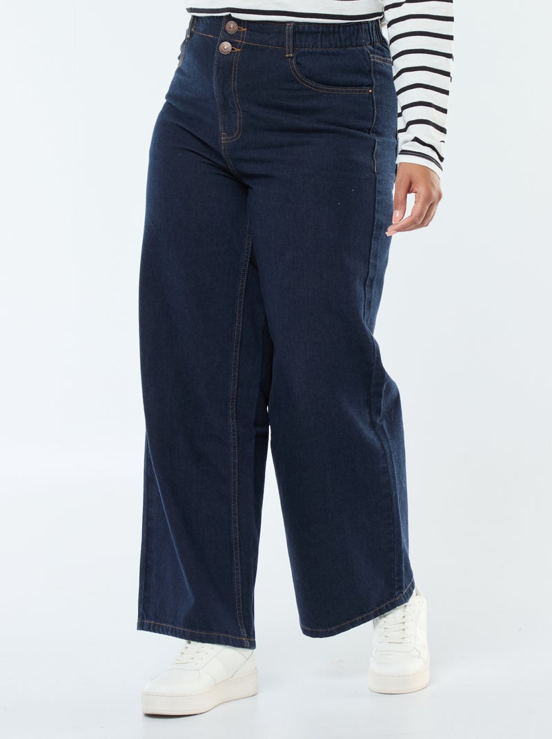 Jean wide leg fit / coupe large et taille élastique Bleu - Kiabi