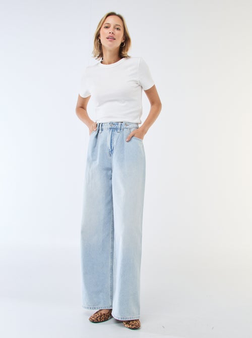 Jean wide leg taille haute - Kiabi
