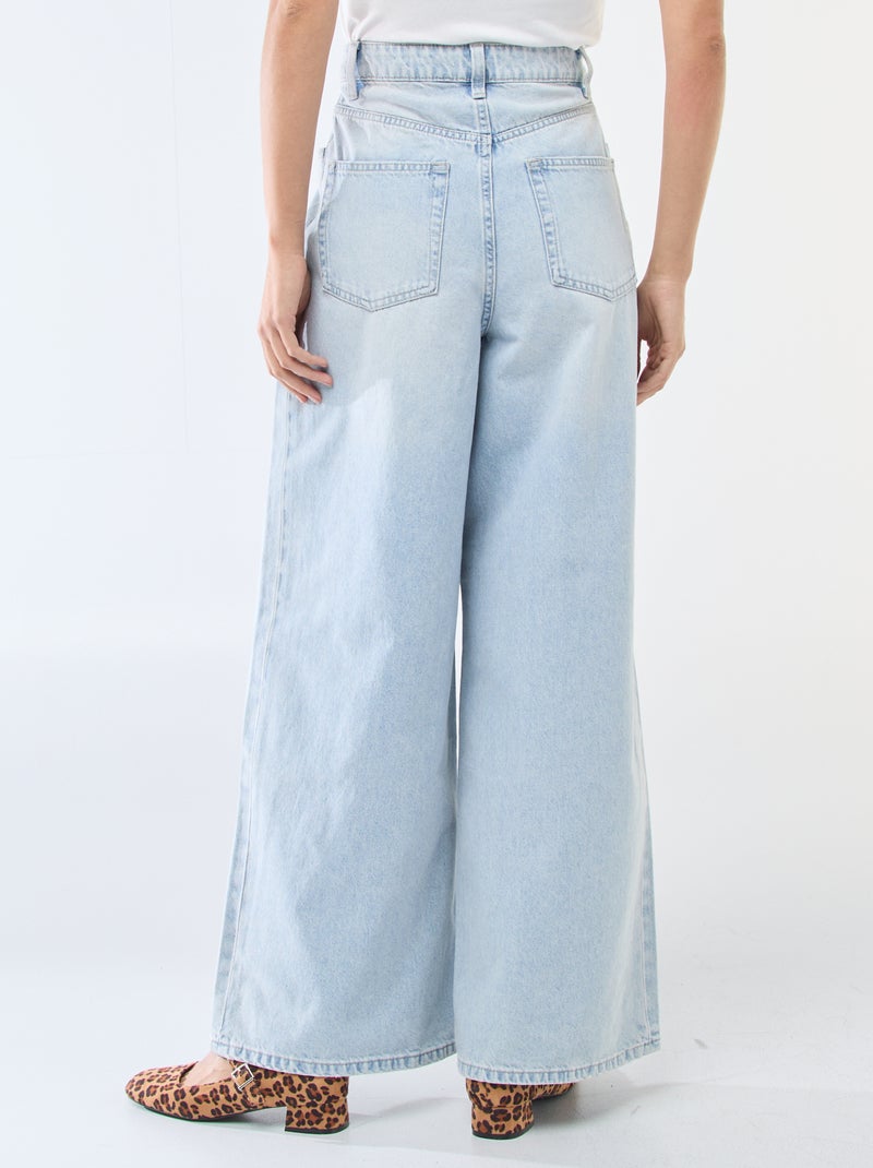 Jean wide leg taille haute Bleu - Kiabi