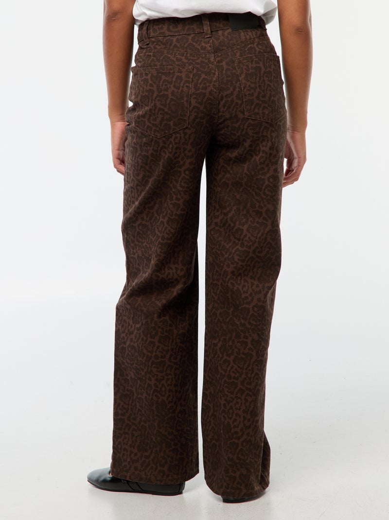 Jean Wide leg taille haute Léopard - Kiabi