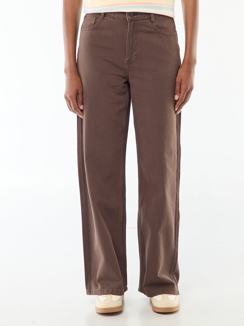 Jean Wide leg taille haute Marron - Kiabi