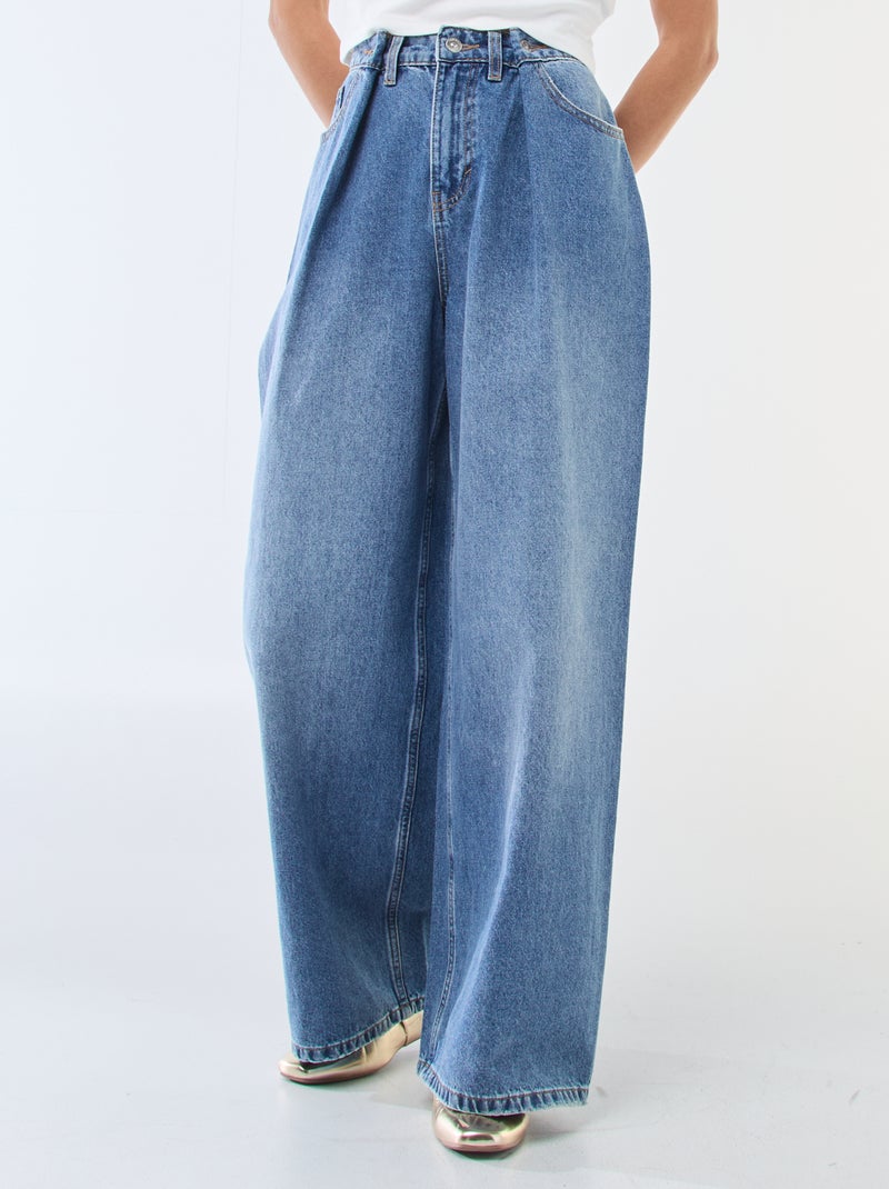 Jeans a gamba larga a vita alta Blu - Kiabi